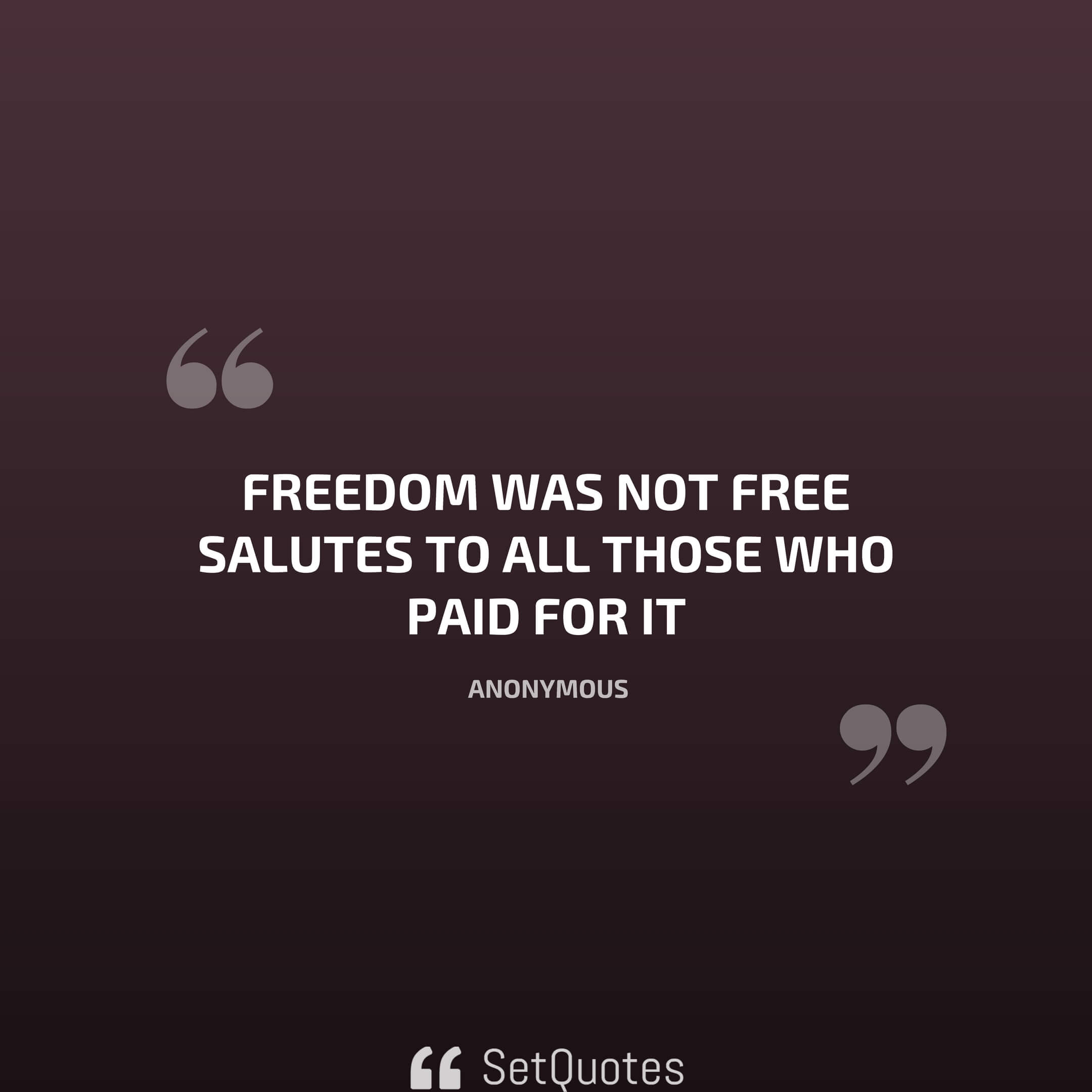 Freedom was not free Salutes to all those who paid for it.