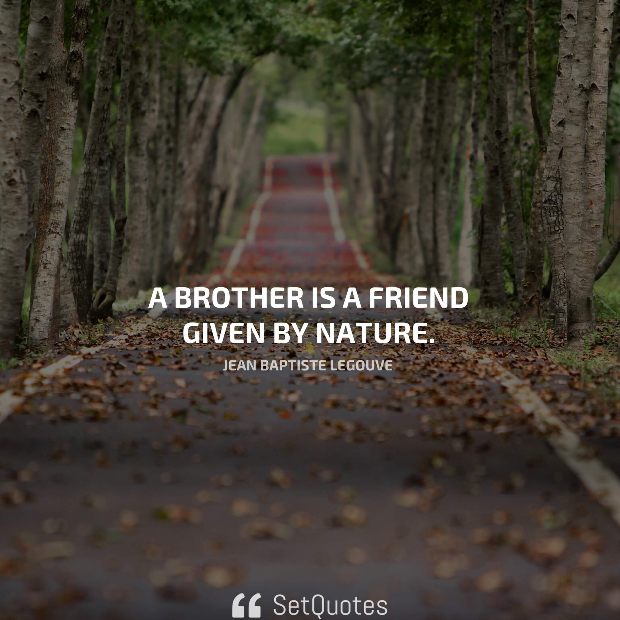 “A brother is a friend given by Nature.” – Jean Baptiste Legouve