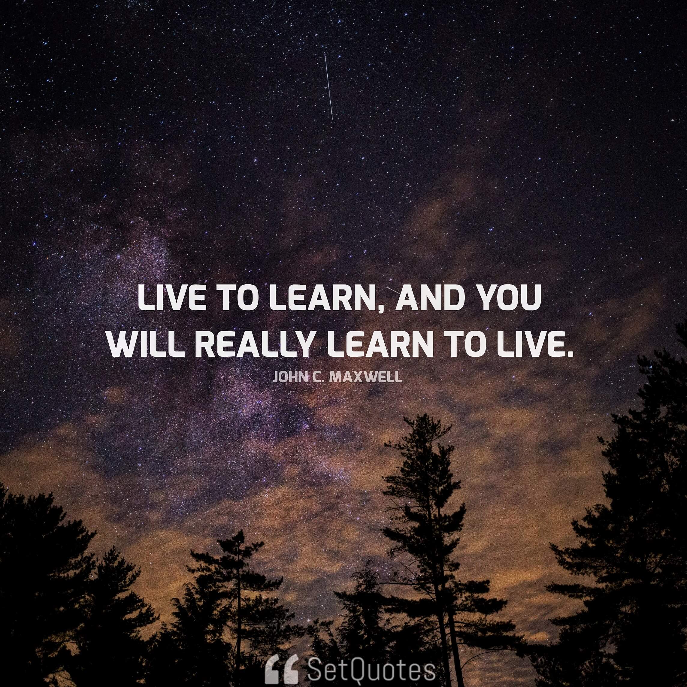Live to learn, and you will really learn to live. - John C. Maxwell
