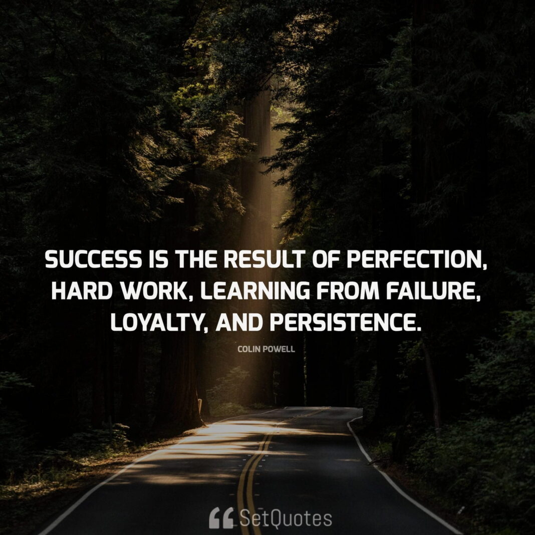 Success is the result of perfection, hard work, learning from failure, loyalty, and persistence. - Colin Powell