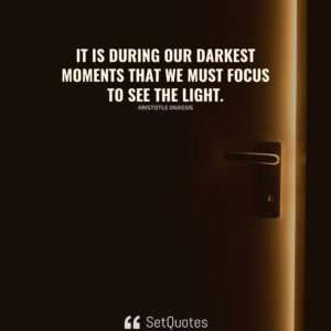 It is during our darkest moments that we must focus to see the light. - Aristotle Onassis -SetQuotes