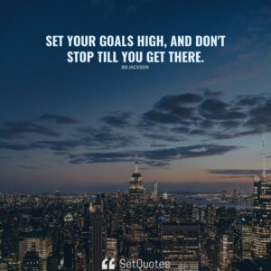 Set your goals high, and don't stop till you get there. - Bo Jackson -SetQuotes
