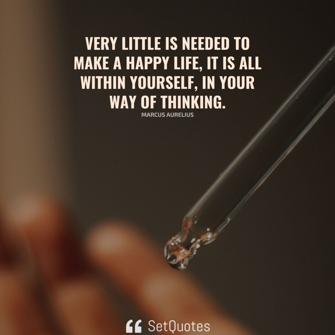 Very little is needed to make a happy life; it is all within yourself, in your way of thinking. – Marcus Aurelius