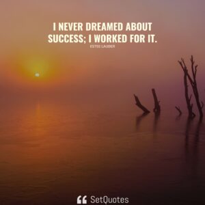 I never dreamed about success; I worked for it. – Estee Lauder - SetQuotes