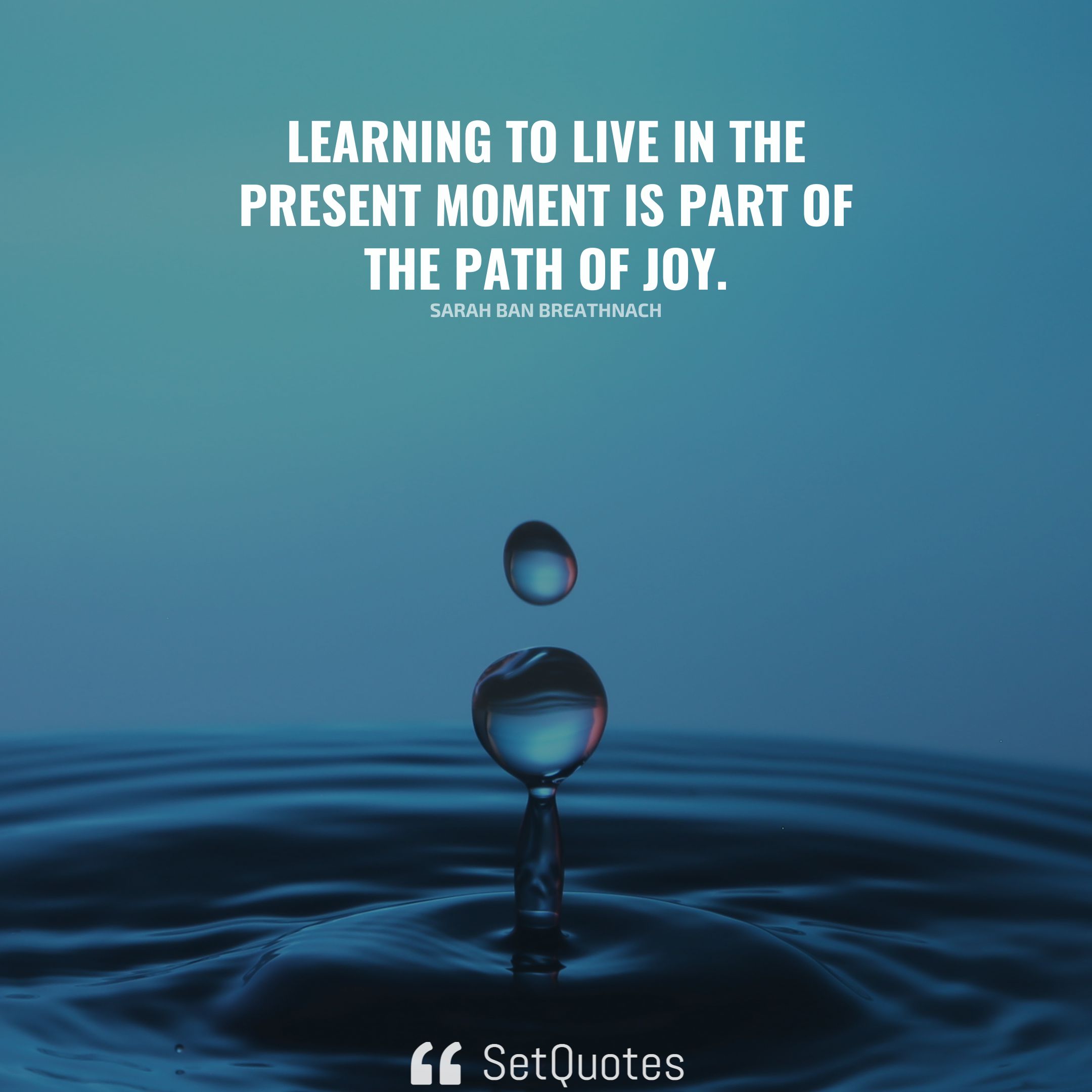 Learning to live in the present moment is part of the path of joy. – Sarah Ban Breathnach - 2022 - SetQuotes