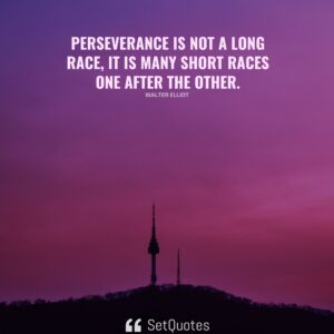 Perseverance is not a long race; it is many short races one after the other. - Walter Elliot - SetQuotes