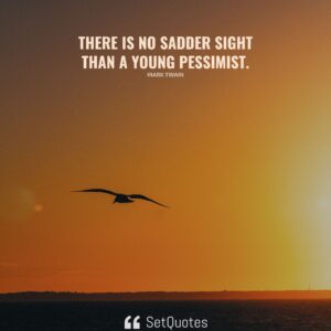 There is no sadder sight than a young pessimist. - Mark Twain - SetQuotes