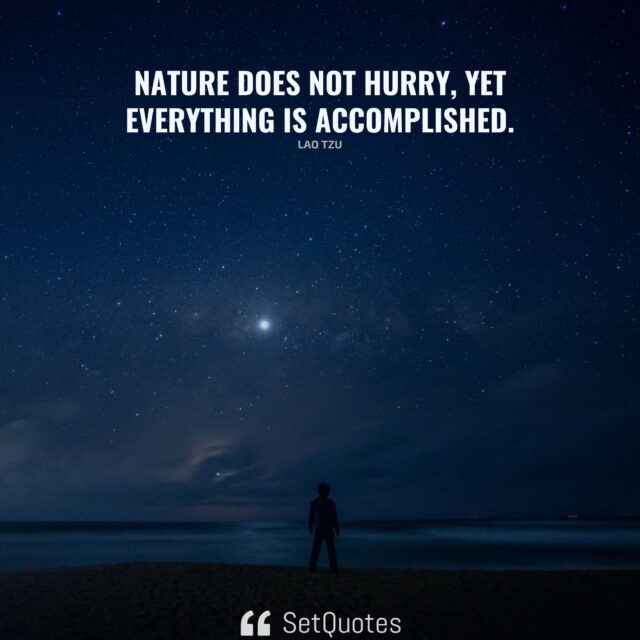 Nature does not hurry, yet everything is accomplished. - Lao Tzu - SetQuotes