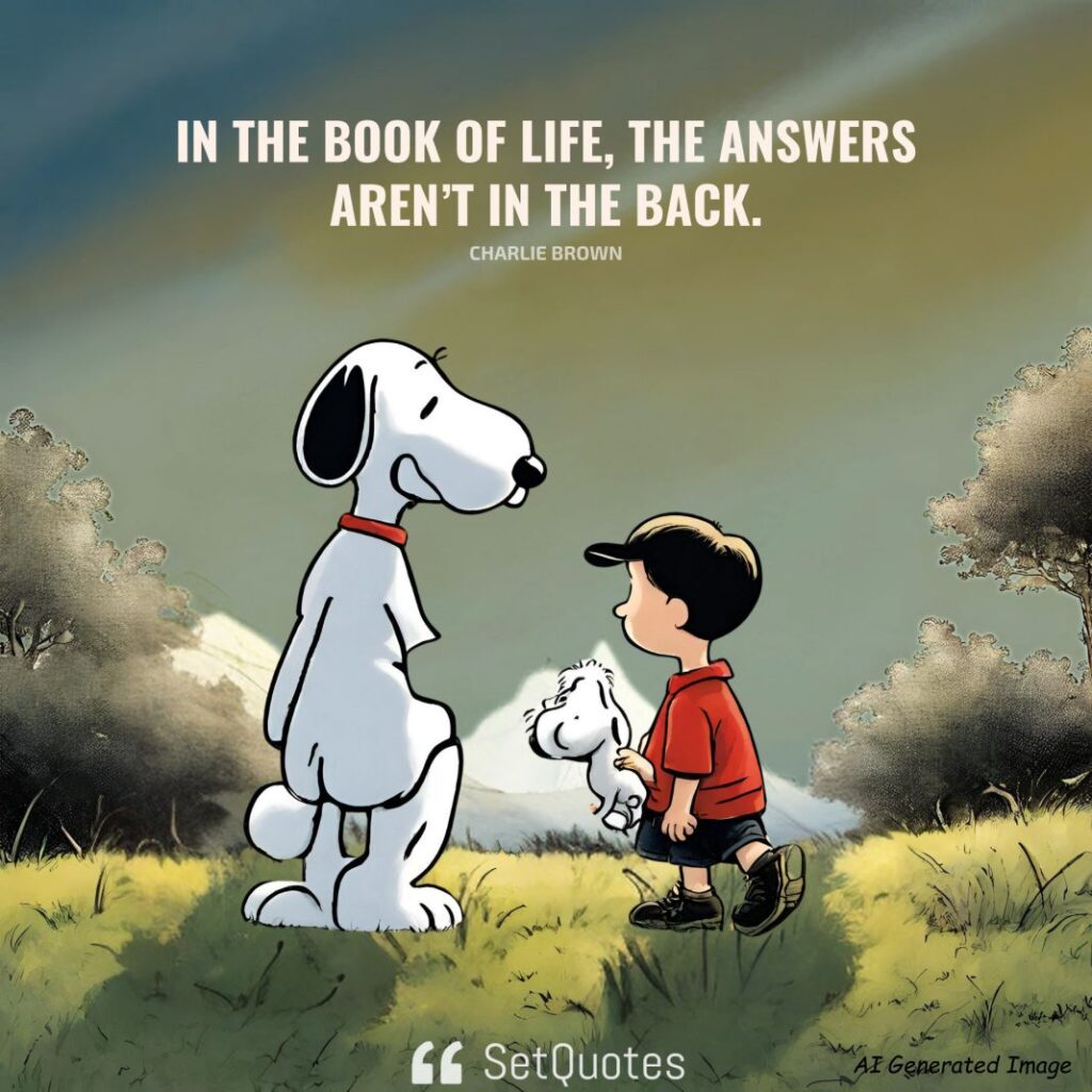 In the book of life, the answers aren’t in the back. – Charlie Brown