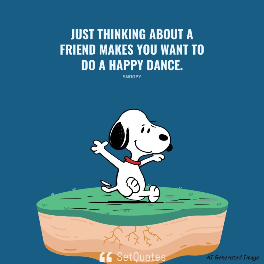 Just thinking about a friend makes you want to do a happy dance. – Snoopy