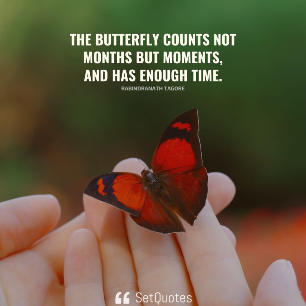 The butterfly counts not months but moments, and has enough time. - Rabindranath Tagore - SetQuotes