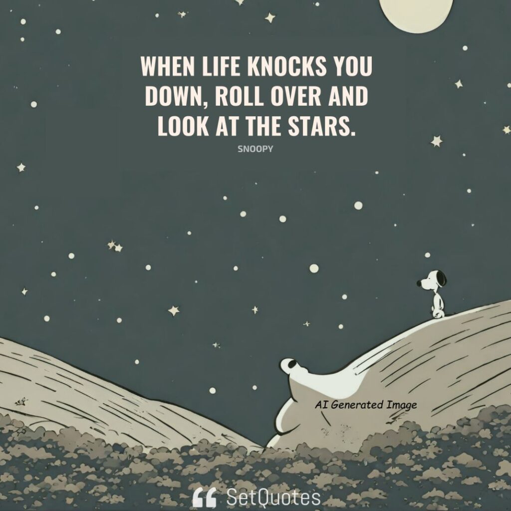 When life knocks you down, roll over and look at the stars. – Snoopy
